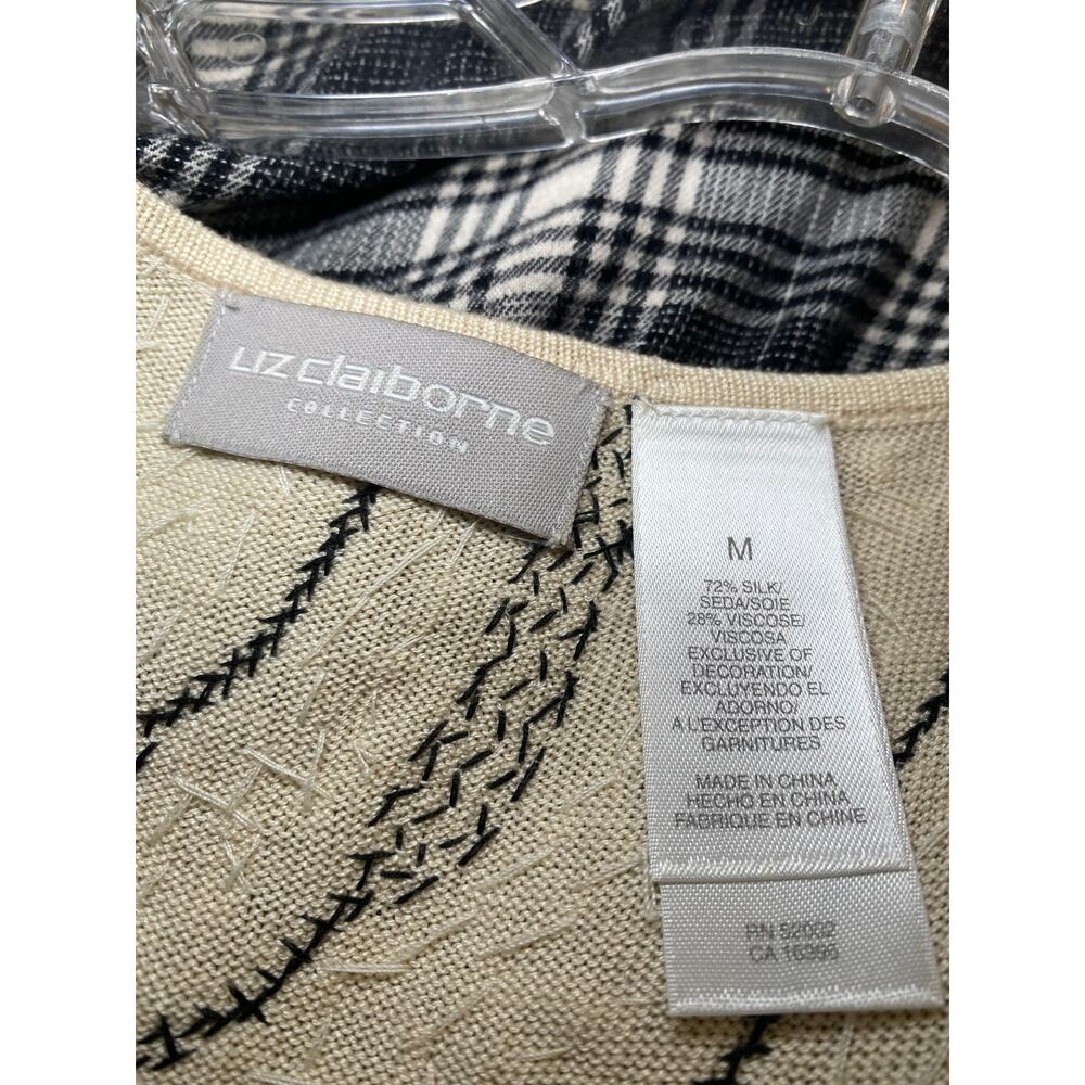 LR560 Vintage Liz Claiborne M Beige Black Sequin Animal Print Sleeveless Top - Picture 6 of 8